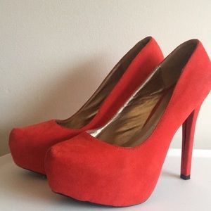 Charlotte Russe Red Suede Heels